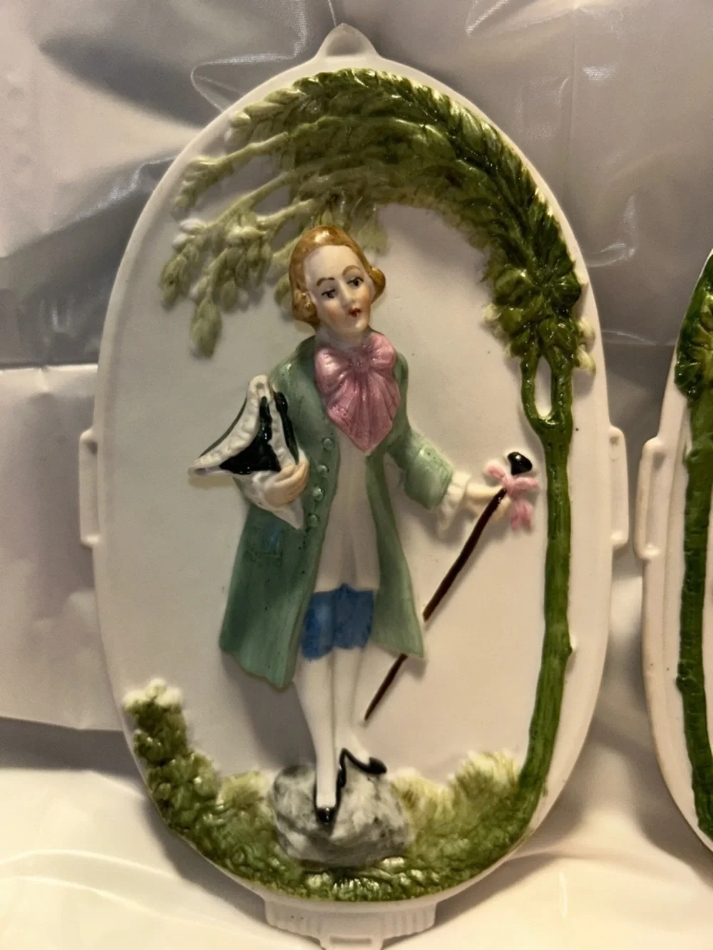 Ardico Porcelian Victorian Lady and Gentleman Wall plaques